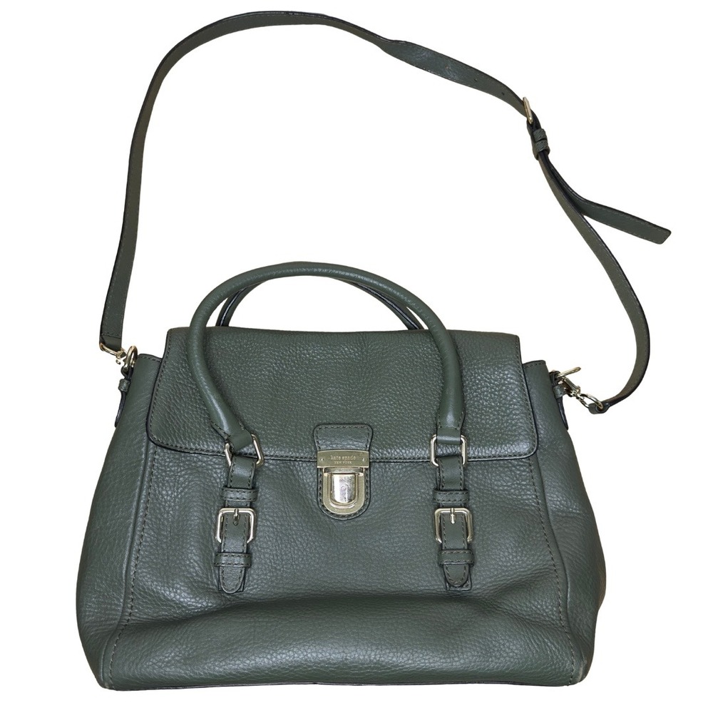 Kate Spade New York Purse Lola Avenue Rollins Satchel Loden Green Pebble Leather